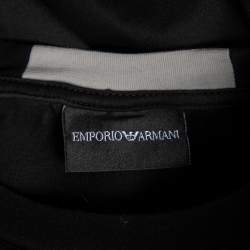 Pre Owned Emporio Armani Black Logo Printed Cotton Short Sleeve T-Shirt M