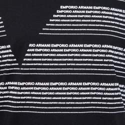 Pre Owned Emporio Armani Black Cotton Logo Printed Crew Neck T-Shirt XL