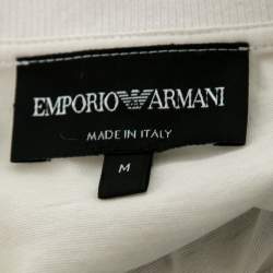 Pre Owned Emporio Armani White Printed Cotton Short Sleeve T-Shirt M