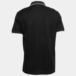 Pre Owned Emporio Armani Black Textured Knit Short Sleeve Polo T-Shirt L