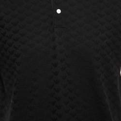 Pre Owned Emporio Armani Black Textured Knit Short Sleeve Polo T-Shirt L