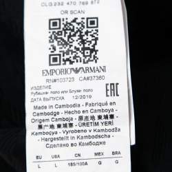 Pre Owned Emporio Armani Navy Blue Textured Knit Short Sleeve Polo T-Shirt L