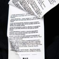 Pre Owned Emporio Armani Navy Blue Textured Knit Short Sleeve Polo T-Shirt L