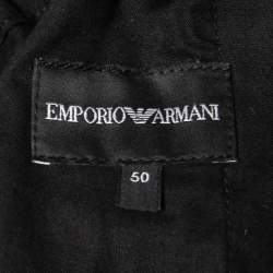 Pre Owned Emporio Armani Black Wool Drawstring Pants L