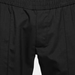 Pre Owned Emporio Armani Black Wool Drawstring Pants L
