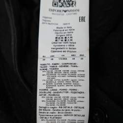 Pre Owned Emporio Armani Black Textured Knit Double Breasted Jacket M