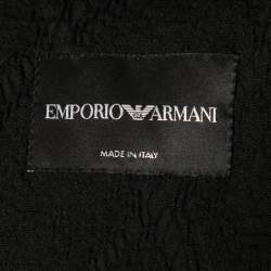 Pre Owned Emporio Armani Black Textured Knit Double Breasted Jacket M