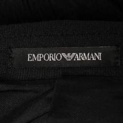 Pre Owned Emporio Armani Black Textured Knit Double Breasted Jacket M