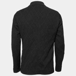 Pre Owned Emporio Armani Black Textured Knit Double Breasted Jacket M
