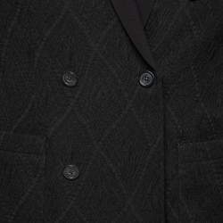 Pre Owned Emporio Armani Black Textured Knit Double Breasted Jacket M