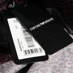 Pre Owned Emporio Armani Navy Blue & Red Logo Print Button Front Shirt S