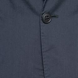 Pre Owned Emporio Armani Navy Blue Cotton David Line Single Button Blazer L