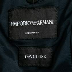 Pre Owned Emporio Armani Navy Blue Cotton David Line Single Button Blazer L