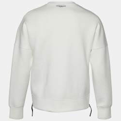 Pre Owned Emporio Armani R-EA-Mix White Embossed Logo Print Knit Sweatshirt L