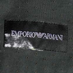 Pre Owned Emporio Armani Dark Green Perforated Cotton Button Front Shirt L