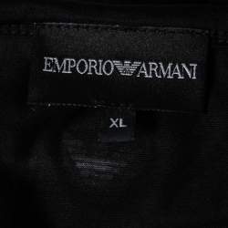 Pre Owned Emporio Armani Black Printed Cotton T-Shirt XL