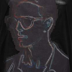 Pre Owned Emporio Armani Black Printed Cotton T-Shirt XL