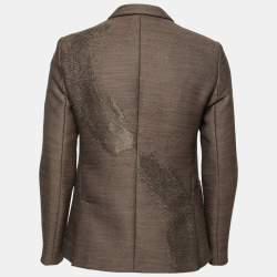 Pre Owned Emporio Armani Brown Textured Wool Single-Breasted Blazer M