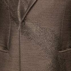 Pre Owned Emporio Armani Brown Textured Wool Single-Breasted Blazer M