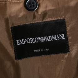 Pre Owned Emporio Armani Brown Textured Wool Single-Breasted Blazer M
