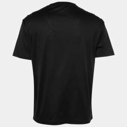 Pre Owned Emporio Armani Black & Camouflage Paneled Cotton Short Sleeve T-Shirt S