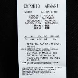 Pre Owned Emporio Armani Black Cotton Pique Contrast Trimmed Polo T-Shirt XL