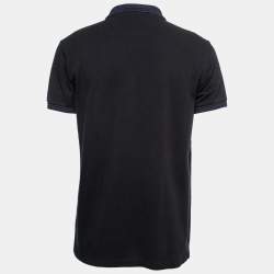 Pre Owned Emporio Armani Black Cotton Pique Contrast Trimmed Polo T-Shirt XL