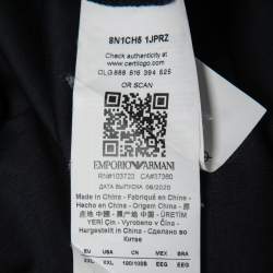 Pre Owned Emporio Armani Navy Blue Stretch Cotton Short Sleeve Shirt 2XL