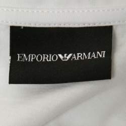 Pre Owned Emporio Armani White Cotton Logo Printed Crewneck T-Shirt XXL