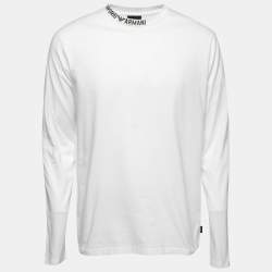 Pre Owned Emporio Armani White Cotton Logo Printed Crewneck T-Shirt XXL