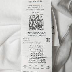 Pre Owned Emporio Armani White Cotton Logo Printed Crewneck T-Shirt XXL