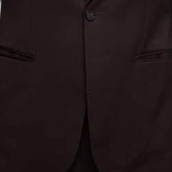 Pre Owned Emporio Armani Plum Purple Wool Single-Breasted Suit L