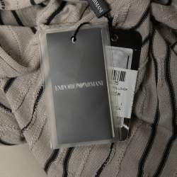 Pre Owned Emporio Armani Beige Stripe Knit V Neck T-Shirt S