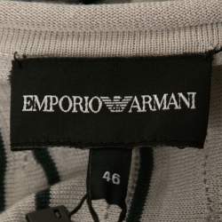 Pre Owned Emporio Armani Beige Stripe Knit V Neck T-Shirt S