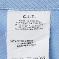 Pre Owned Emporio Armani Blue Diagonal Striped Cotton Button Down Shirt L