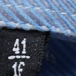 Pre Owned Emporio Armani Blue Diagonal Striped Cotton Button Down Shirt L