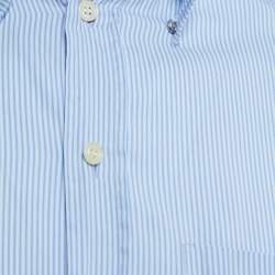Pre Owned Emporio Armani Light Blue Striped Cotton Button Shirt M