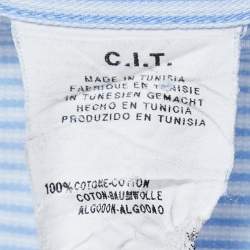 Pre Owned Emporio Armani Light Blue Striped Cotton Button Shirt M