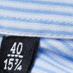 Pre Owned Emporio Armani Light Blue Striped Cotton Button Shirt M