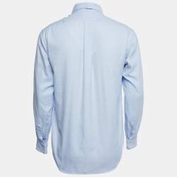 مملوكة مسبقًا Emporio Armani Blue Patterned Cotton Button Down Shirt M