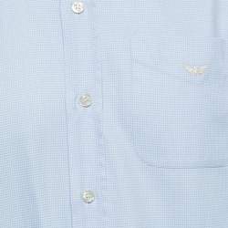 مملوكة مسبقًا Emporio Armani Blue Patterned Cotton Button Down Shirt M
