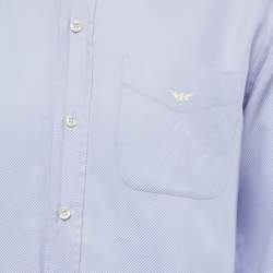 Pre Owned Emporio Armani Blue and Purple Striped Cotton Long Sleeve Shirt L