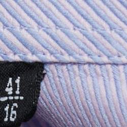 Pre Owned Emporio Armani Blue and Purple Striped Cotton Long Sleeve Shirt L