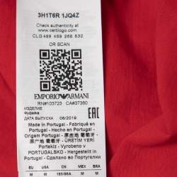 Pre Owned Emporio Armani Red Cotton Printed Crew Neck T-Shirt M