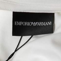 Emporio Armani White Logo Flock Print Cotton Crew Neck T-Shirt 3XL ...