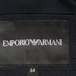 Pre Owned Emporio Armani Black Wool Blend Zip Up Single Breasted Dual Blazer XXL