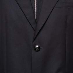 Pre Owned Emporio Armani Black Wool Blend Zip Up Single Breasted Dual Blazer XXL
