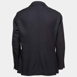 Pre Owned Emporio Armani Black Wool Blend Zip Up Single Breasted Dual Blazer XXL