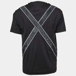 مملوكة مسبقًا Emporio Armani Black Jersey Logo Band Detail T-Shirt L