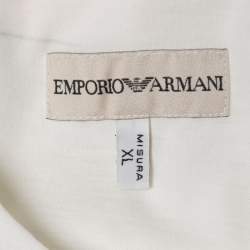 Pre Owned Emporio Armani Misura White Logo Print Cotton Long Sleeve T-Shirt XL